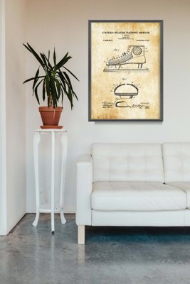 Plakat retro do salonu Hokej na lodzie Johnson Shoe Patent USA