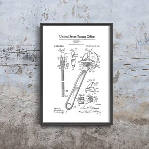Plakat vintage do salonu Klucz nastawny Patent USA