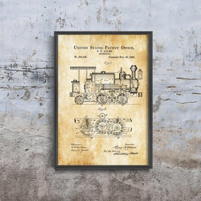 Plakat do pokoju Lokomotywa Adams Patent USA