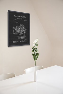 Plakat vintage Motocykl Sidecar Gustafson Patent USA