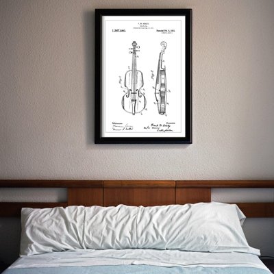 Plakat w stylu retro Patent na skrzypce Ashley