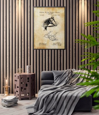 Plakat retro do salonu Urząd Patentowy Cowboy Patent Horse USA