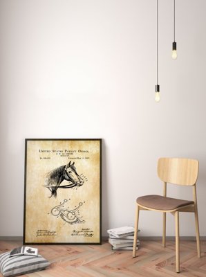 Plakat retro do salonu Urząd Patentowy Cowboy Patent Horse USA