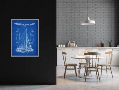 Plakat vintage do salonu Patent na żaglówkę Herreshoff