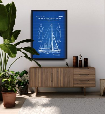 Plakat vintage do salonu Patent na żaglówkę Herreshoff