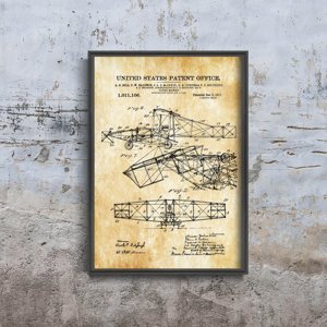 Plakat retro Patent Alexander Bell Flying Machine