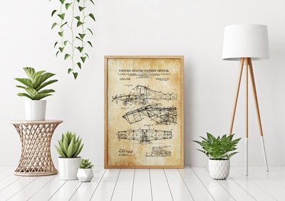 Plakat retro Patent Alexander Bell Flying Machine