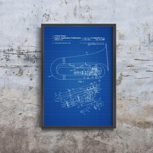 Plakat vintage Shulder Marching Tuba Patent USA