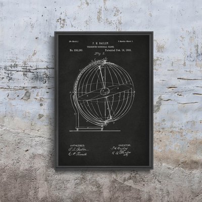 Retro plakat Terrestro Sidereal Globe Patent Grey Nikki Marie Smith