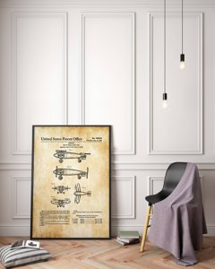 Plakat w stylu vintage Patent na pionowy start i lądowanie samolotu