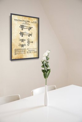 Plakat w stylu vintage Patent na pionowy start i lądowanie samolotu