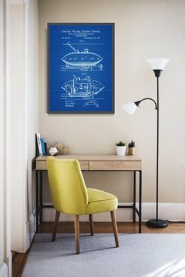 Plakat w stylu retro Patent USA na łódź podwodną