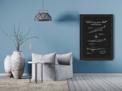 Plakat retro do salonu Samolot Douglas X- Patent Vintage USA