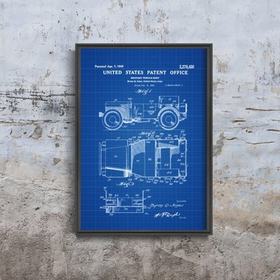 Plakatyw stylu retro Willys Military Jeep Patent Patent Automobile Us Army