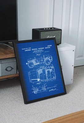 Plakatyw stylu retro Willys Military Jeep Patent Patent Automobile Us Army