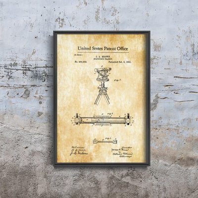 Plakat do pokoju Surveyor's Transit Brown Patent USA