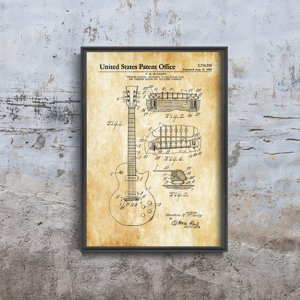 Plakat retro Patent na gitarę McCarty
