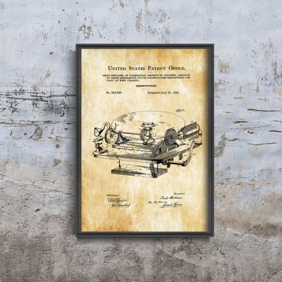 Plakat w stylu vintage Gramophone Berliner Patent USA