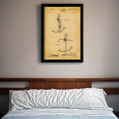 Plakat vintage do salonu Patent na kotwicę statku Kenney