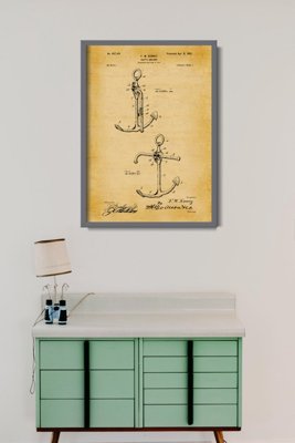 Plakat vintage do salonu Patent na kotwicę statku Kenney