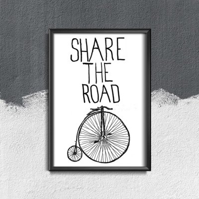 Plakatyw stylu retro Napis Share the road print
