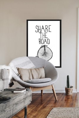 Plakatyw stylu retro Napis Share the road print
