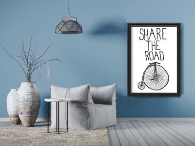 Plakatyw stylu retro Napis Share the road print