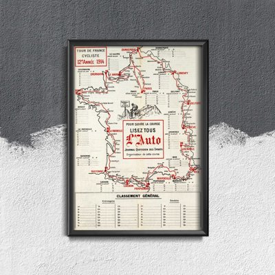 Retro plakat Plakat mapy Tour de France