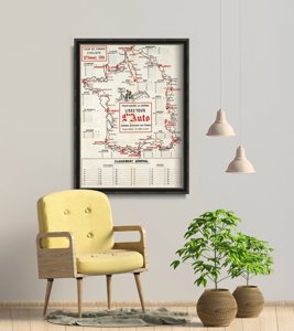 Retro plakat Plakat mapy Tour de France