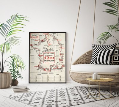Retro plakat Plakat mapy Tour de France