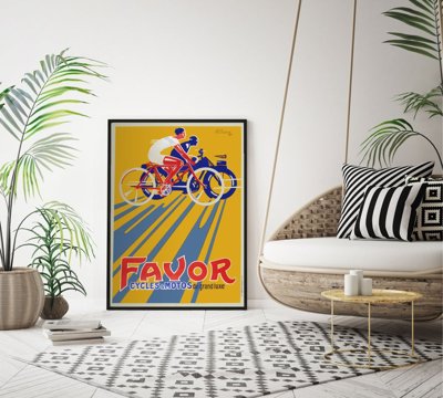 Retro plakat Favour Cycles Motos de Grande Luxe