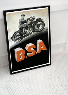 Plakat retro do salonu B.S. A Motocykle