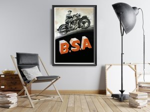 Plakat retro do salonu B.S. A Motocykle