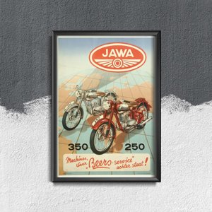 Plakatyw stylu retro Jawa Vintage Motorcycle Poster