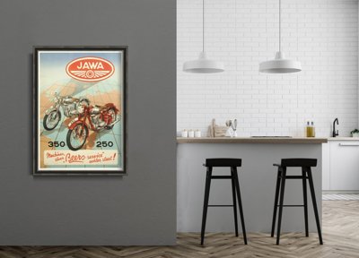 Plakatyw stylu retro Jawa Vintage Motorcycle Poster