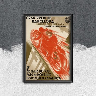 Plakat retro Gran Premi de Barcelona Hiszpania