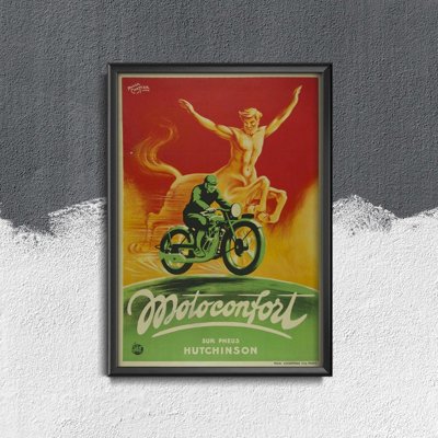 Plakat w stylu retro Motoconfort Sur Pneus Hutchinson