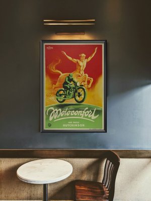 Plakat w stylu retro Motoconfort Sur Pneus Hutchinson