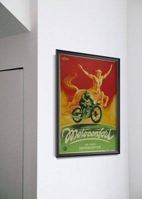 Plakat w stylu retro Motoconfort Sur Pneus Hutchinson
