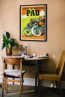 Plakat retro do salonu Międzynarodowy motocykl Circu Pau