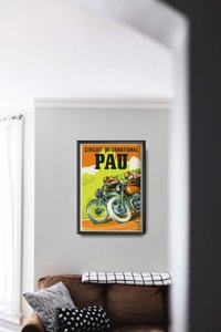 Plakat retro do salonu Międzynarodowy motocykl Circu Pau