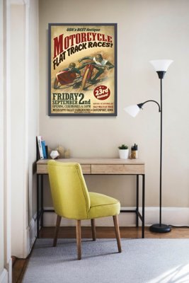 Plakat vintage do salonu Wyścigi motocyklowe Flat Track