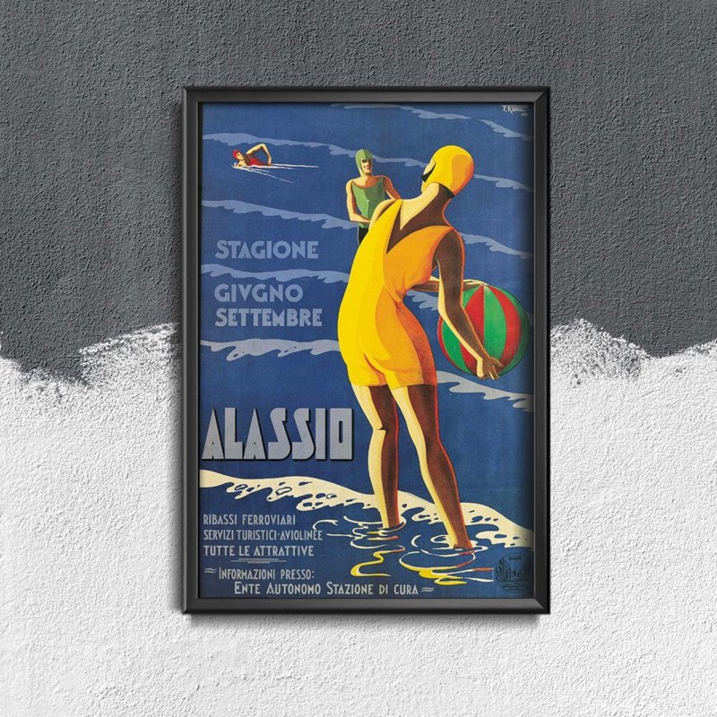Plakat w stylu retro Włochy Alassio