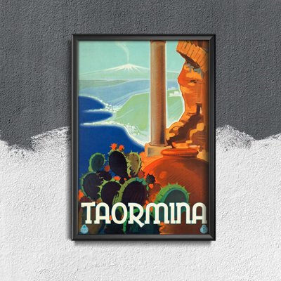 Plakat retro do salonu Taormina Włochy