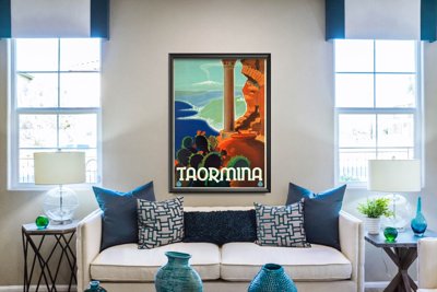 Plakat retro do salonu Taormina Włochy