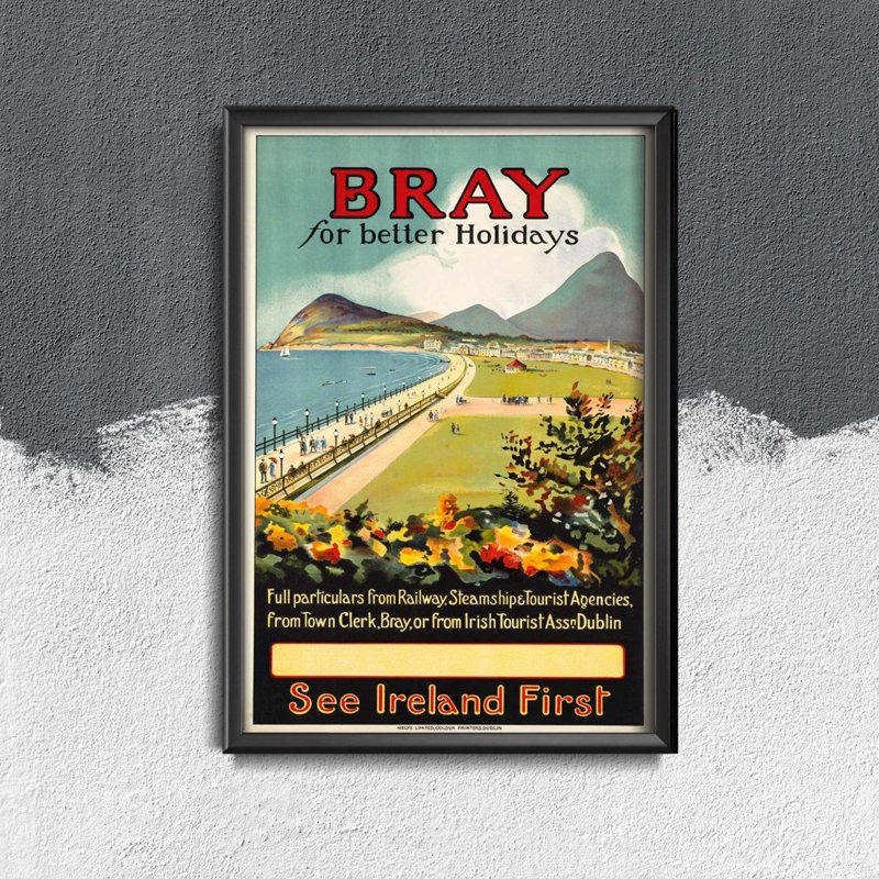 Plakat vintage do salonu Irlandia Bray For Better Holidays