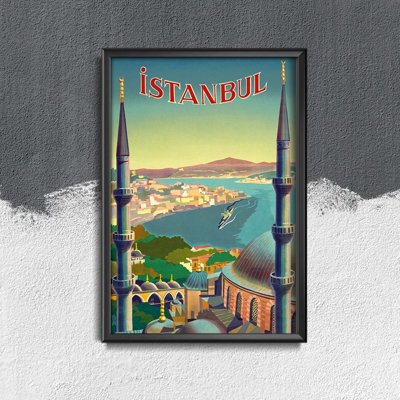 Plakatyw stylu retro Stambuł, Turcja