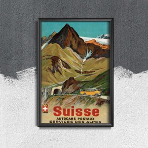 Plakat retro Alpy Szwajcarskie