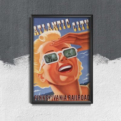 Retro plakat miasto atlantyckie