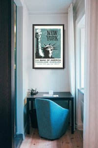 Plakat w stylu vintage New York Bank Reklama Print s